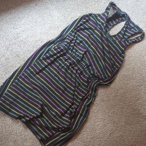 Patagonia Black Dress with Green and Purple Stripes